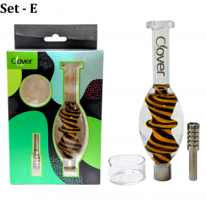 Clover Glass Twisted Color Single Ring Nectar Collector Set - [GW9740]